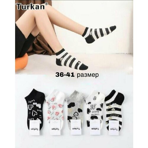 Носки Turkan, 5 пар, размер 36-41, мультиколор женские хлопковые носки с абстрактными рисунками весна лето осень 2021