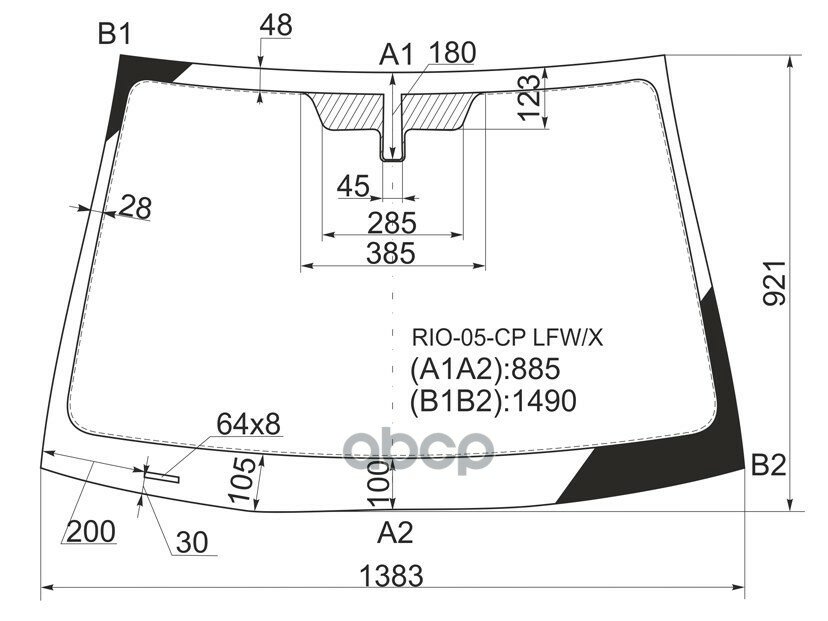 Стекло Лобовое Kia Rio 09-11 XYG арт. RIO-05-CP LFW/X