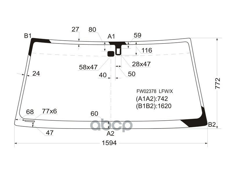 Стекло Лобовое (Датчик Дождя) Toyota Land Cruiser (J100) 98-07 / Lexus Lx 98-07 / Toyota Land Cruise XYG арт. FW02378 LFW/X