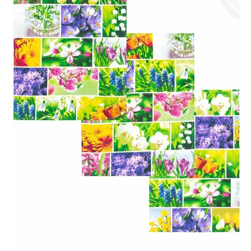 Набор полотенец из рогожки "Первоцветы" розовый, синий, желтый, белый, зеленый, разноцветный