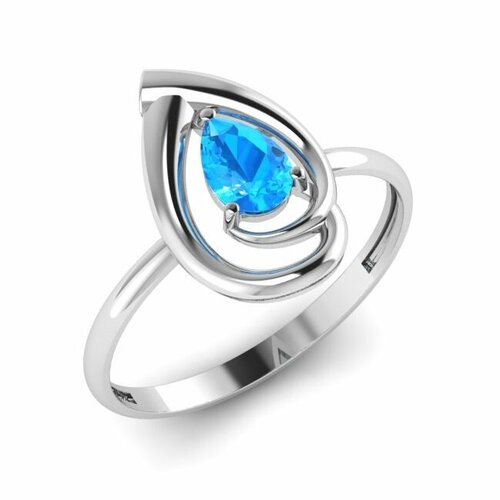 Кольцо Яхонт, серебро, 925 проба, топаз, размер 17.5, голубой кольцо серебро 925 проба родирование топаз аметист размер 18 5