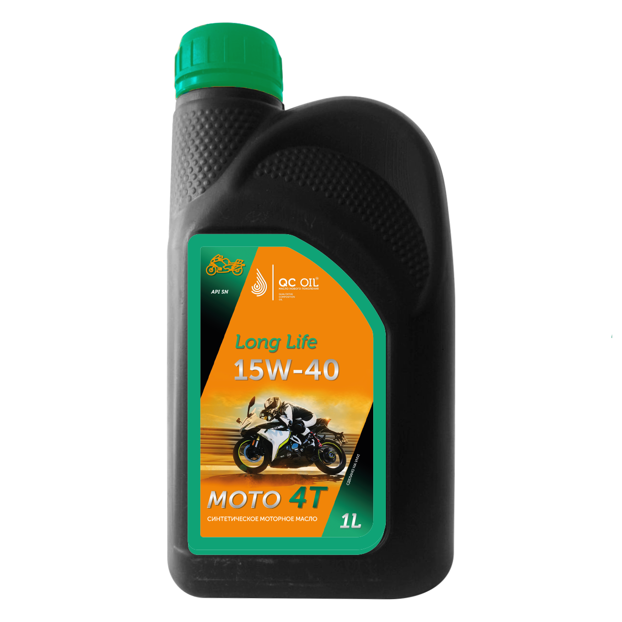 Моторное масло 15W-40 мото 4Т QC OIL Long Life синтетическое плакирующее, канистра 1л
