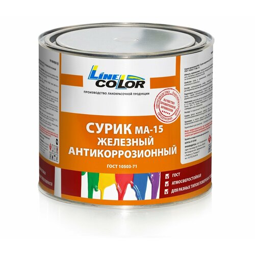 краска масляная novocolor ма 15 полуматовая сурик железный 1 л 1 кг Краска масляная МА-15 сурик железный LINE COLOR 2,5 кг