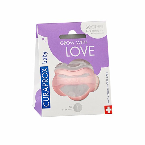 Cоска-пустышка Curaprox розовая размер 1 7-10 кг 7-18 мес 1 шт контейнер 2839₽