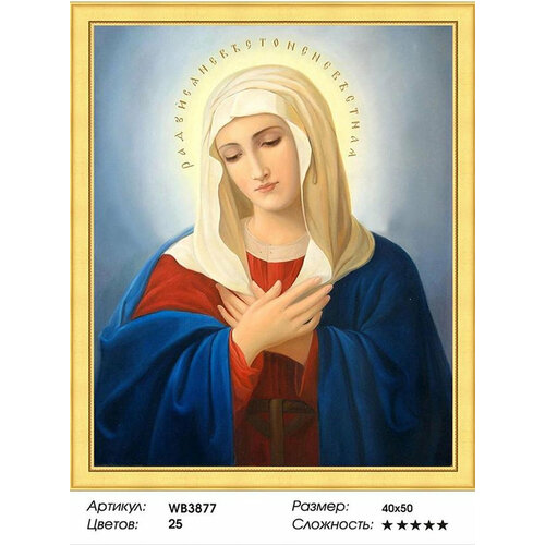 Алмазная мозаика 40х50см на подрамнике. Икона Богородицы. Умиление.