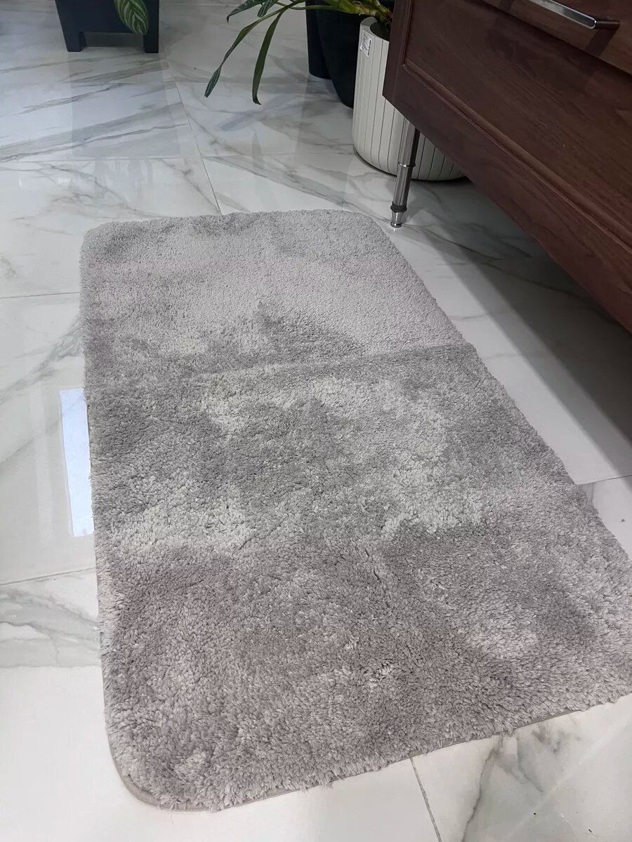 Коврик Natali's Carpets для ванной и туалета серый 60x90 см антискользящий