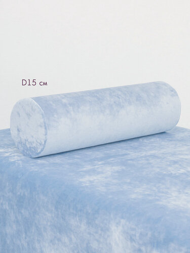 Изображение товара Подушка валик под ноги колени 15 см, велюровый для массажа на кушетку, небесно-голубой