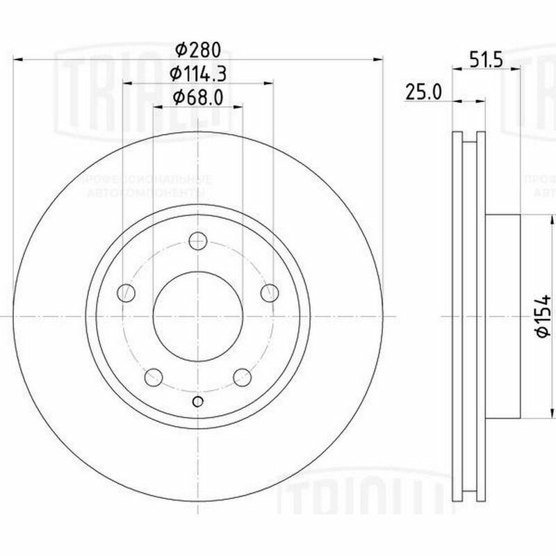Диск тормозной передний для а/м Mazda 3 (13-), Trialli DF 073408