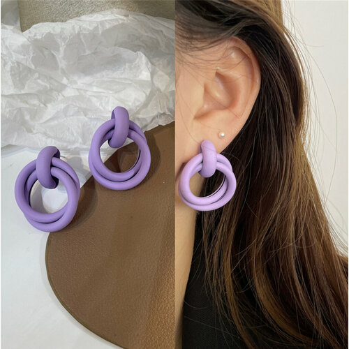 Серьги пусеты, одиночные Стайл Групп, размер 24 мм, фиолетовый