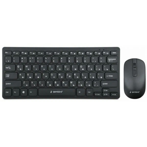 Комплект клавиатура+мышь беспроводные Gembird KBS-9100, 2.4ГГц, черный, 84кл, 1600 DPI, бат. в компл.