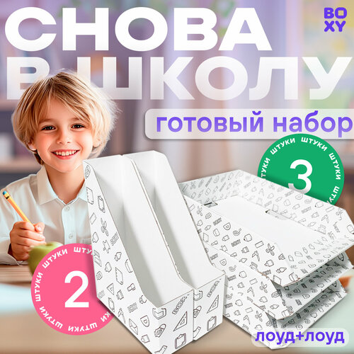 Набор картонных лотков для бумаг и документов BOXY