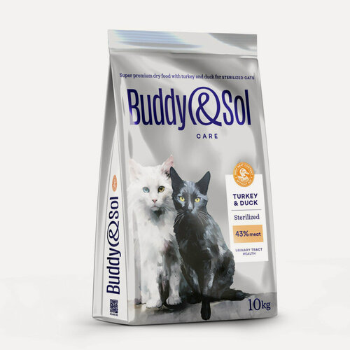 Изображение товара Buddy&Sol Care Sterilized сухой корм для взрослых стерилизованных кошек с индейкой и уткой - 10 кг