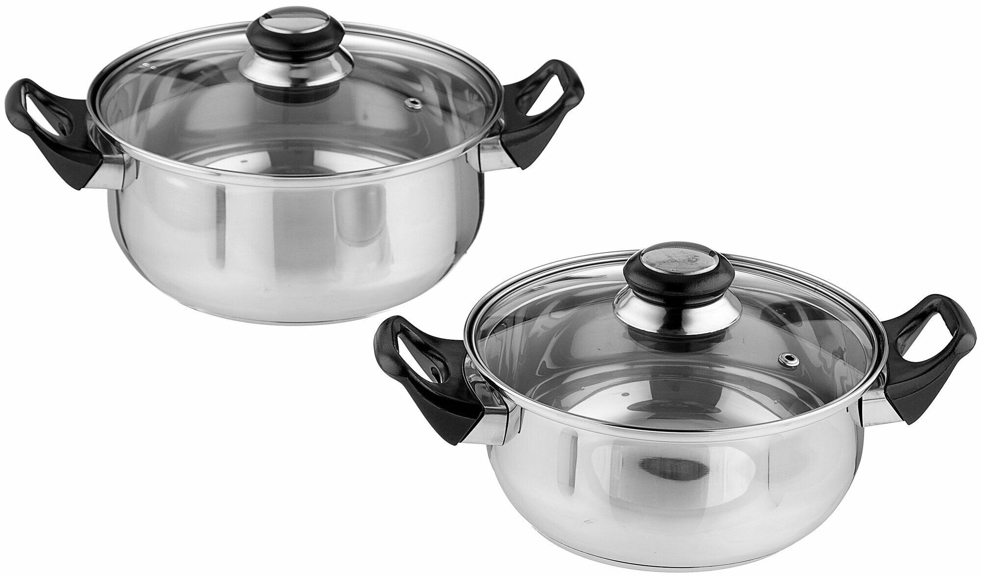 Набор посуды из 4 предметов BAKS-SET-4 из нерж стали (2 кастрюли с крышками - 2/2,8 л; 18/20 см-диа) — фото 1