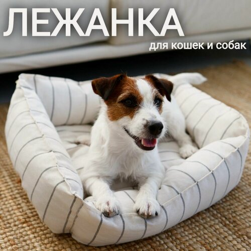 Изображение товара Лежанка ретро СССР 50х40х15 см для домашних животных, серая полоска, MRB_S/grey320