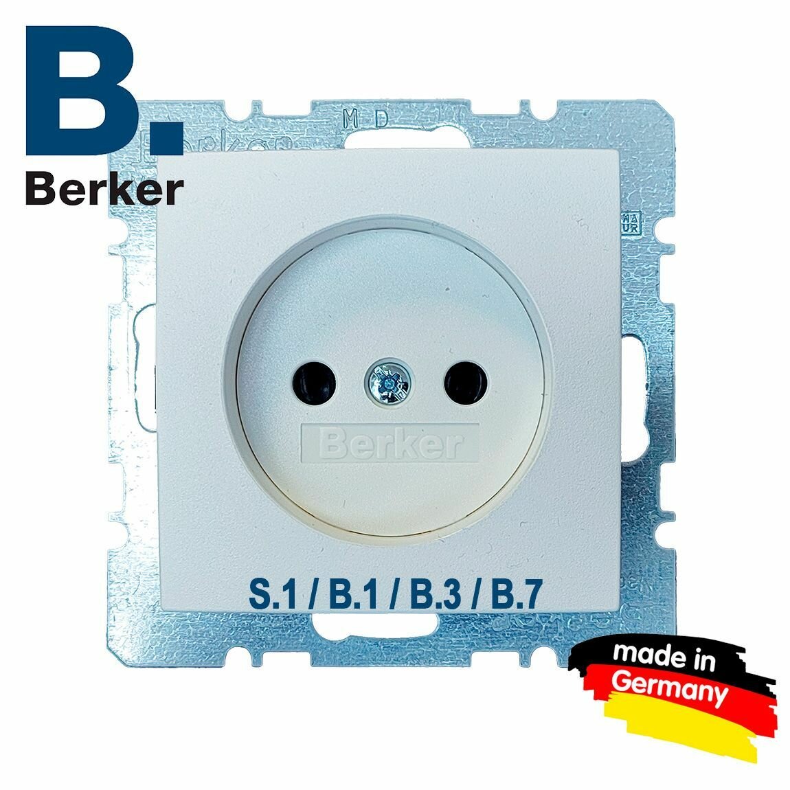 Розетка без защитного (заземляющего) контакта, S.1/B.3/B.7, полярная белизна, матовый, Berker, 6167031909