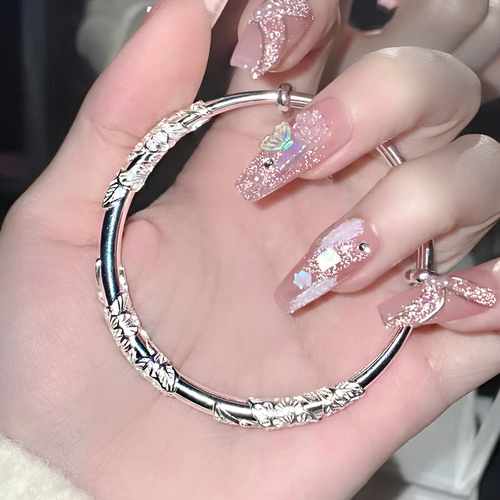 Жесткий браслет, 1 шт., размер M, серебряный