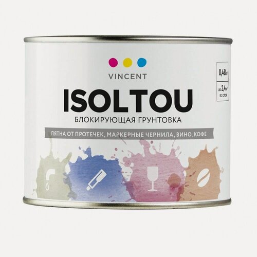 Изображение товара Грунтовка для блокировки бытовых пятен Vincent Isoltou (0,33л)