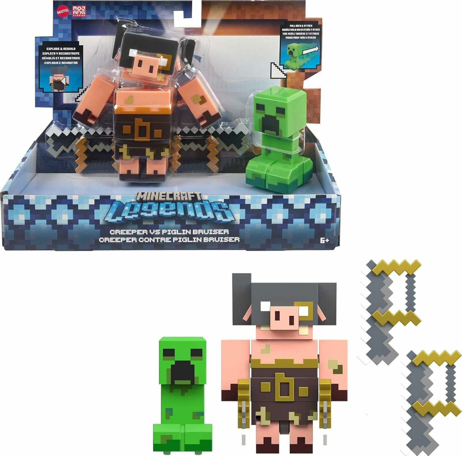 Фигурки Mattel Minecraft Legends - Набор из 2 фигурок с функцией атаки - Майнкрафт GYR99