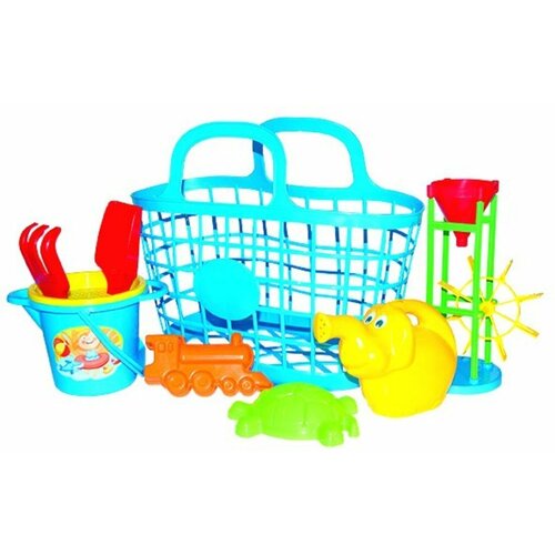 Песочный набор в корзинке 9 элементов.