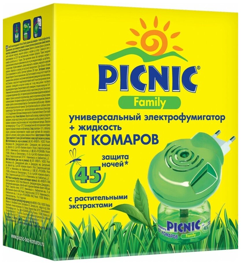 Фумигатор + жидкость Picnic Family от комаров с растительным экстрактом