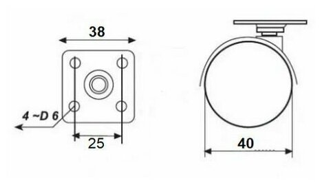 Колесо мебельное d 40мм площадка, комплект 4 шт. - фотография № 3