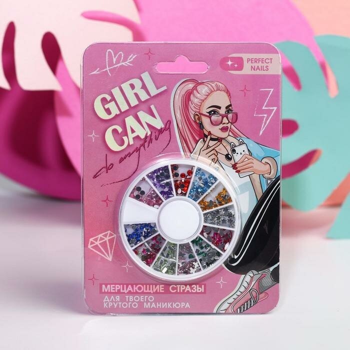 Beauty Fox Набор фигурных страз для декора ногтей Girl can, 12 цветов