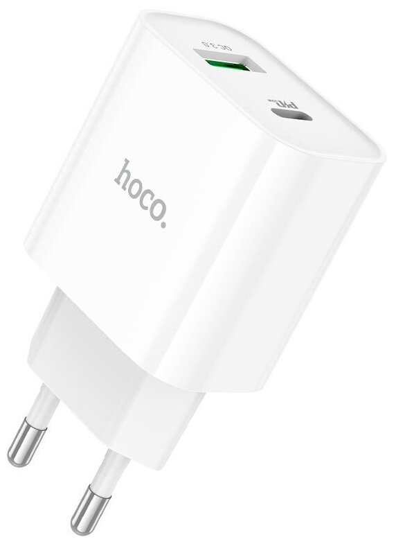 Зарядное устройство Hoco C80a Plus Rapido Pd20w+qc3.0, 1xType-C, 1xUSB, белый 6931474779885