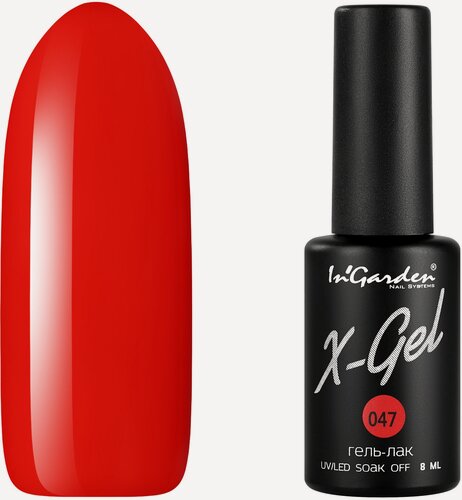 Изображение товара Гель-лак для ногтей In'Garden плотный самовыравнивающийся яркий насыщенный красный, 8 мл