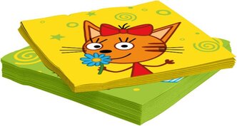 Салфетки бумажные Дон Баллон Три кота, Играем вместе, 33 см, 20 шт.