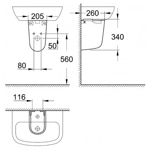 Grohe Bau Ceramic Раковина подвесная, ширина 65 см 39420000 . - фотография № 11