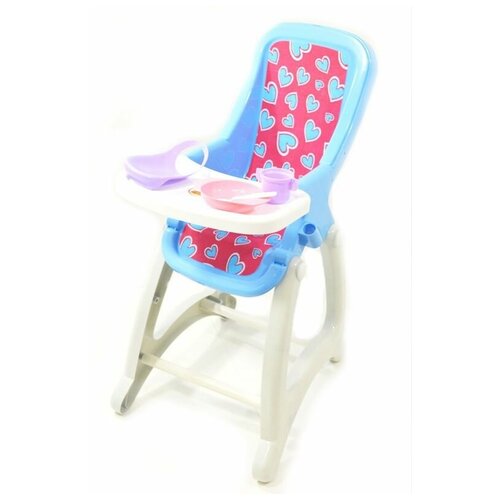 Стульчик для кормления куклы с посудкой и наклейкой на спинке Беби №2 (голубой) стульчик для кормления куклы серии мартин 57 см
