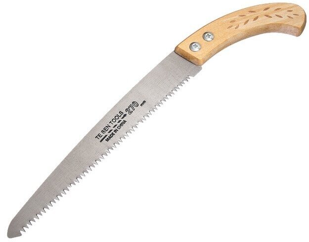 Ножовка КНР садовая, 270 мм, деревянная ручка (3809581)