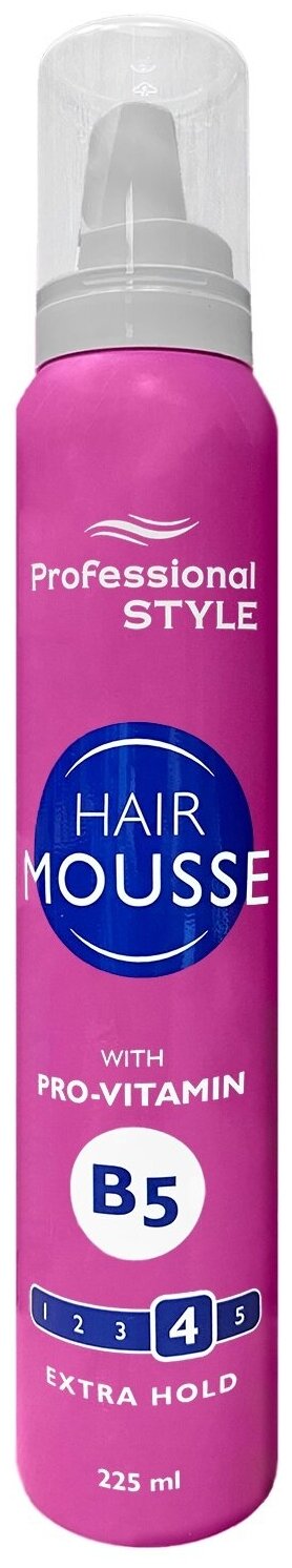 Professional Style Hair Mousse Pro-Vitamin B5 4 Extra Hold Мусс для волос с протеинами шелка Экстра фиксация 225 мл