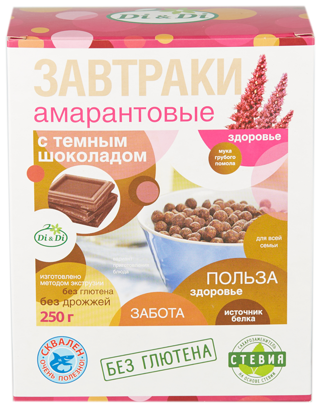 Завтраки амарантовые с темным шоколадом (Di&Di), 250 г