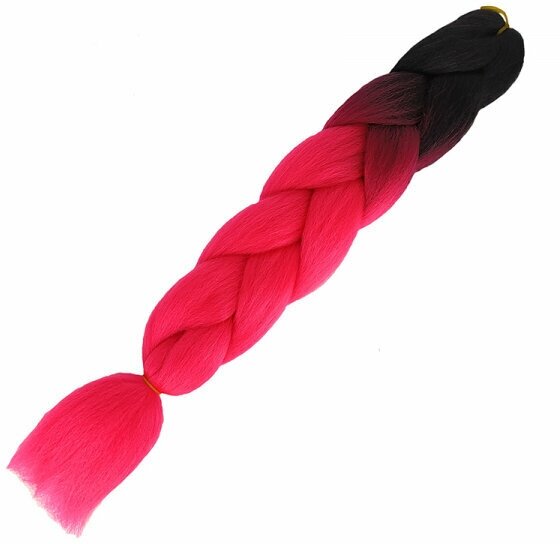 Канекалон коса 60 см, омбре из черного в ярко-розовый