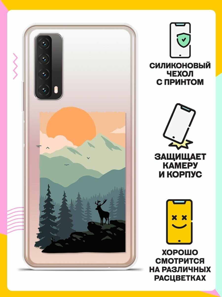 Силиконовый чехол Горы и лес на Huawei P Smart 2021