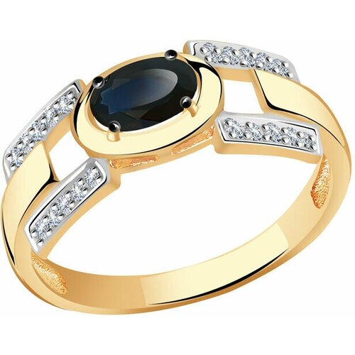 фото Золотое кольцо александра 3012114сбк с бриллиантом и сапфиром diamant-online