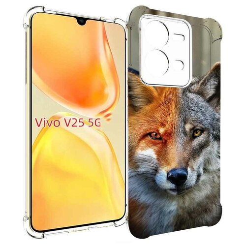 Чехол MyPads волк-лиса для Vivo V25 5G / V25e задняя-панель-накладка-бампер