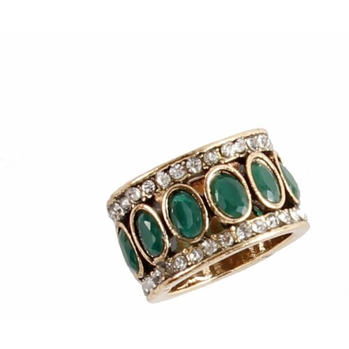 Кольцо Antik Hobby, искусственный камень, размер 17, серебряный, зеленый кольцо antik hobby размер 17 серебряный оранжевый