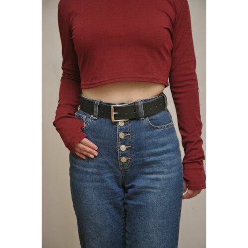 фото Ремень натуральная кожа, металл, длина 110 см., черный kozhedub