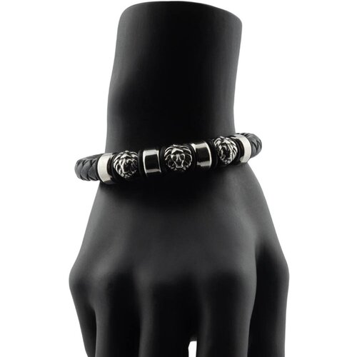 Браслет OTOKODESIGN, размер 21 см, черный, серебристый браслет кожаный натуральная кожа магнитный замок черный 54906
