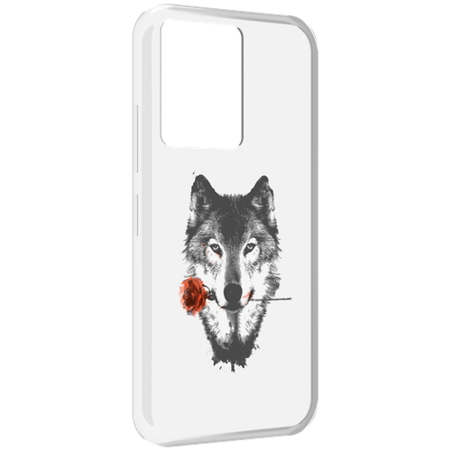 Чехол MyPads волк с розой для Infinix Note 12 5G X671 / Note 12 Pro 5G задняя-панель-накладка-бампер
