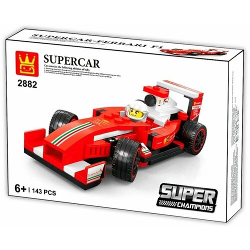 Конструктор Supercar спортивная машинка гоночная красная, 143 детали