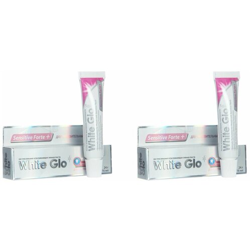 White Glo Sensetive Forte Зубная паста Отбеливающая, для чувствительных зубов, 24гр, 2шт экстрасильная отбеливающая зубная паста для чувствительных зубов white glo sensitive forte 24 гр