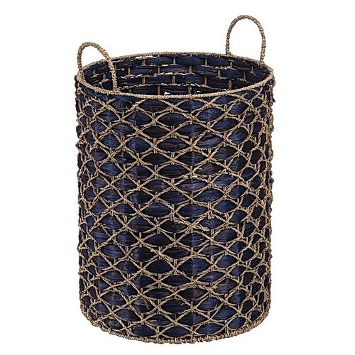 фото Natural house корзина для белья индиговое плетение 40х40х50 см синий
