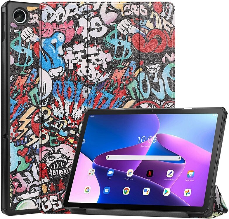 Чехол для планшета Lenovo Tab M10 (3rd Gen) 10.1 дюйма (TB328), с магнитом и красивым рисунком (Граффити)