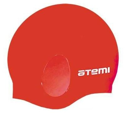 Шапочка для плавания Atemi, силикон (c ушами), красн, Ec102