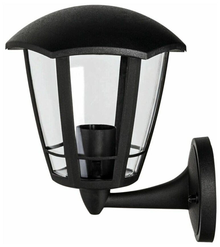 Садово-парковый светильник ЭРА 6 граней, черный, настенный, вверх Б0051187