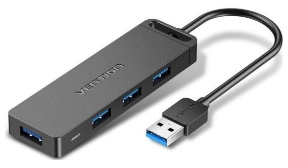 Концентратор Vention OTG USB 3.0 на 4 порта Черный - 1м.