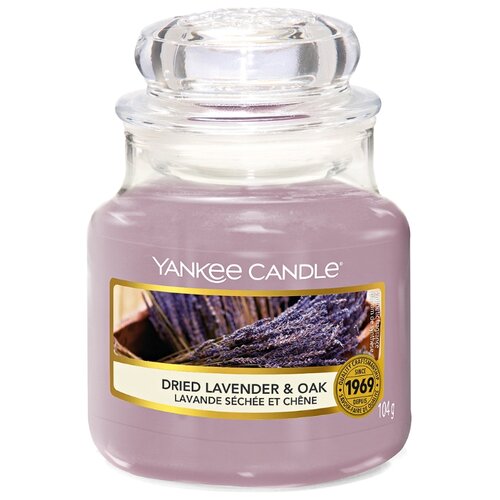 фото Yankee candle / свеча маленькая в стеклянной банке кора дуба и лаванда dried lavender & oak 104гр / 25-45 часов